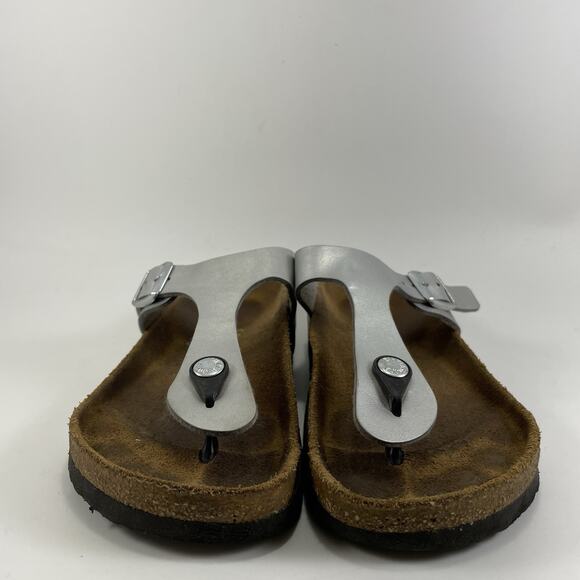 Birkenstock Gizeh Slide Sandals Womens Size 36 US Size 5-5.5 Silver Metallic - Picture 2 of 9